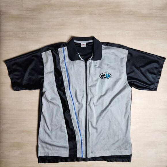 Vintage 90s Nike Men's Basketball Warm Up Shooting Shirt Full Zip Gray Black XL - Picture 1 of 9
